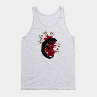 Leopard Gecko, Black Night, and Frangipani Flowers Tank Top